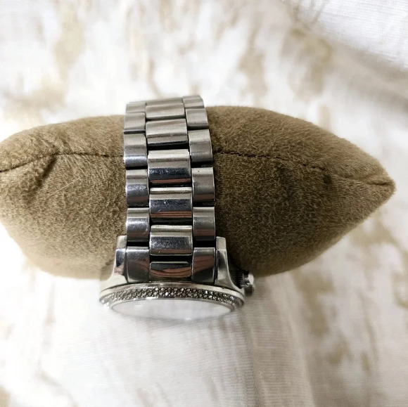 Michael Kors Layton Chronograph Silver Rhinestone Embellished Watch